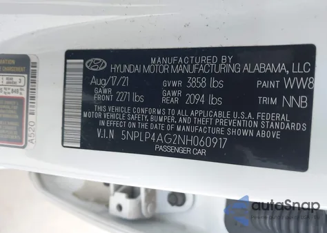 2022 Hyundai Elantra Limited из США, поврежденный, VIN 5NPLP4AG2NH060917
